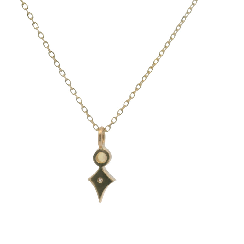 Katie Diamond Solid 14kt Yellow Gold, Opal, and Diamond Sparkle Star Pendant Necklace 16"