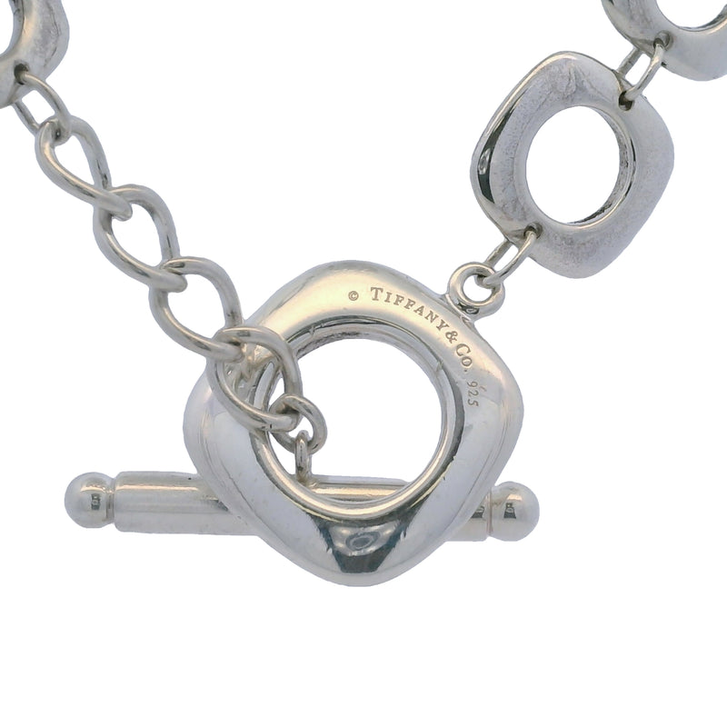 Tiffany & Co 925 Sterling Silver Square Cushion Link Toggle 17" Necklace