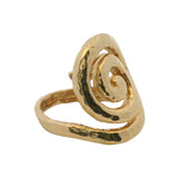Italian Solid 18kt Yellow Gold Handmade Hammered Spiral Swirl Ring Size 7