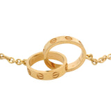 Cartier Solid 18kt Yellow Gold LOVE Interlocking Rings 7" Chain Bracelet