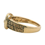 Le Vian Solid 14kt Yellow Gold and Brown and White Diamond Belt Buckle Ring Size 7