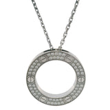Cartier Solid 18kt White Gold Paved Diamond LOVE Pendant 16.5" Necklace