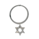 Djula Solid 18kt White Gold and 0.24ctw Diamond Star of David Dangle Pinky Ring Size 2.5