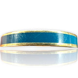 Imperial Gold Co Solid 14kt Yellow Gold and Blue Enamel Stackable 3mm Band Ring Size 10 Made In Mexico