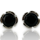 EFFY Jewelry 14kt Solid White Gold Bezel Set Onyx 7.5mm Stud Earrings