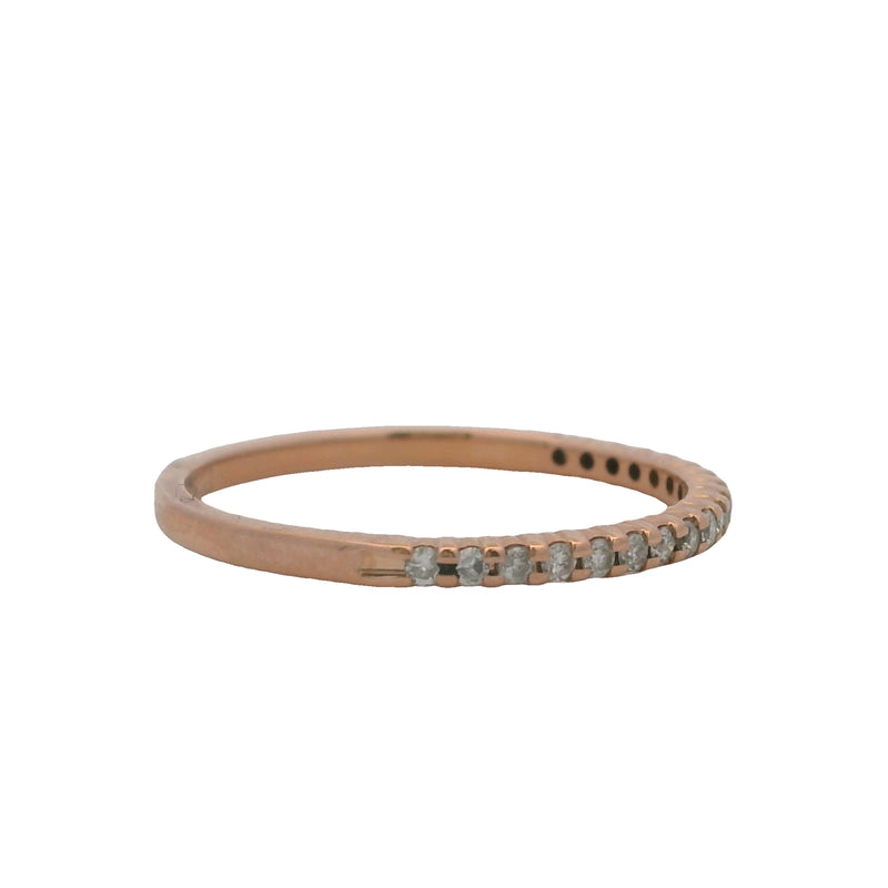 Solid 10kt Rose Gold and Diamond Thin 1.6mm Half-Eternity Band Ring Size 7