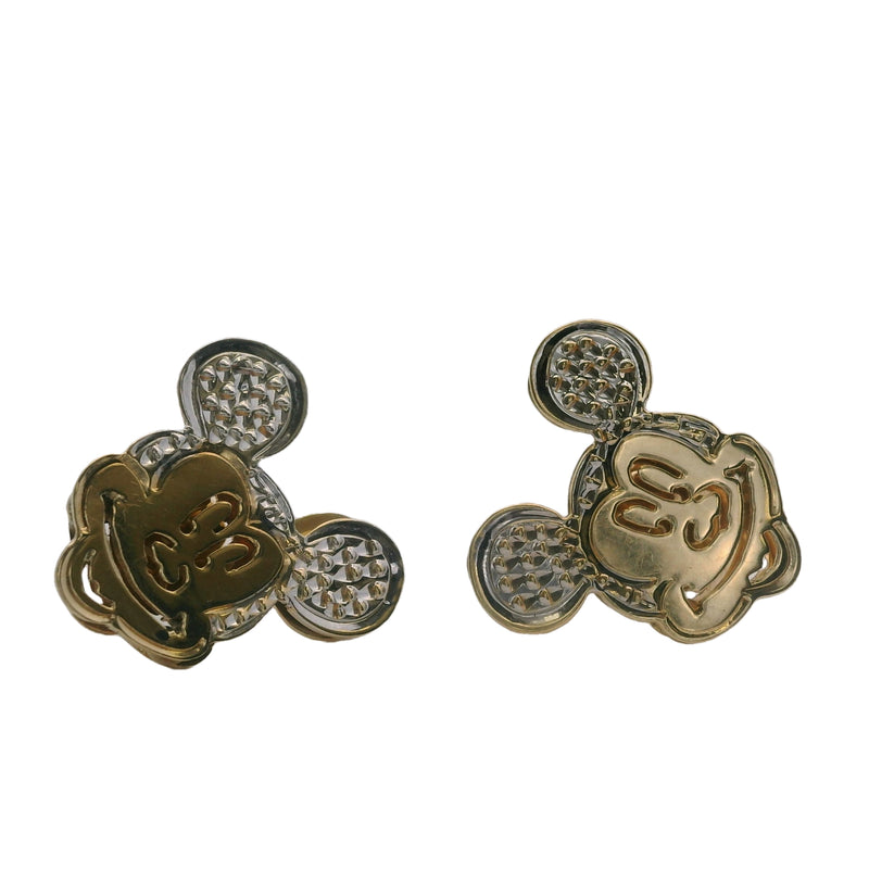 14kt Two-Tone Mickey Mouse Cartoon 13mm Stud Earrings