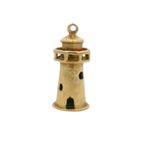 Vintage Solid 14kt Yellow Gold 3D Lighthouse Dangle Charm