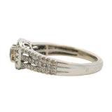 LeVian 14kt White Gold 0.68ctw Cognac White Diamond Solitaire Halo Ring Size 7