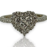 Classique By EFFY 14kt White Gold Round and Princess Cut Diamond Heart Ring Size 7