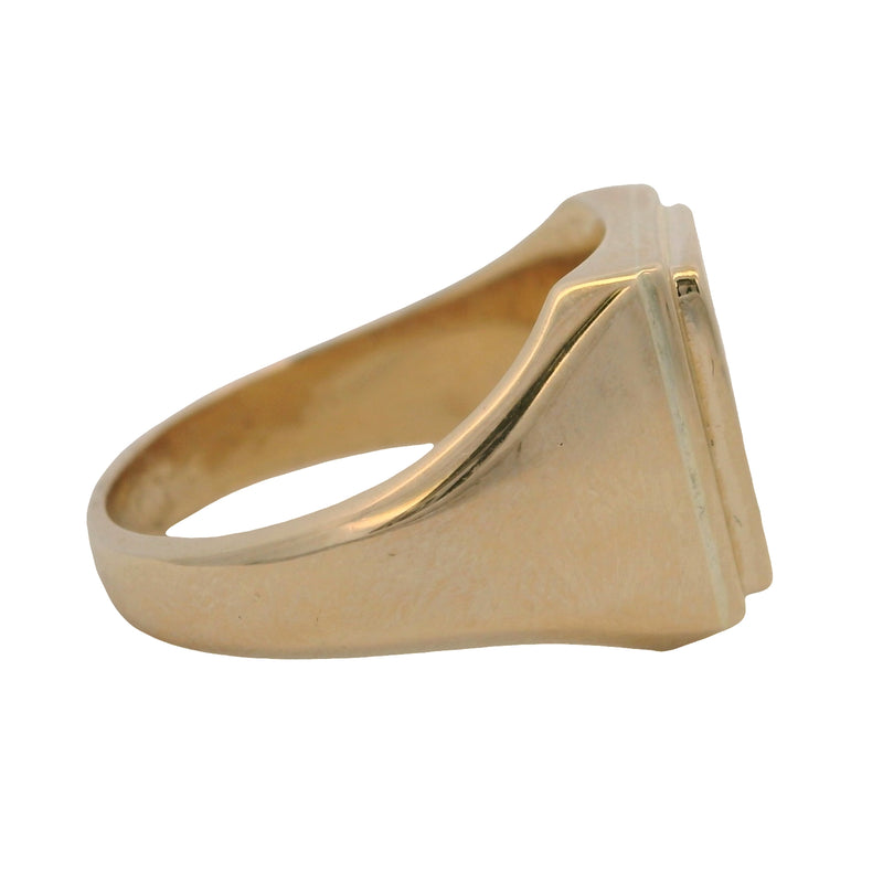 Vintage 1954 Solid 10kt Yellow Gold Ship Sailing "By Faith And Courage" Signet Ring Size 6