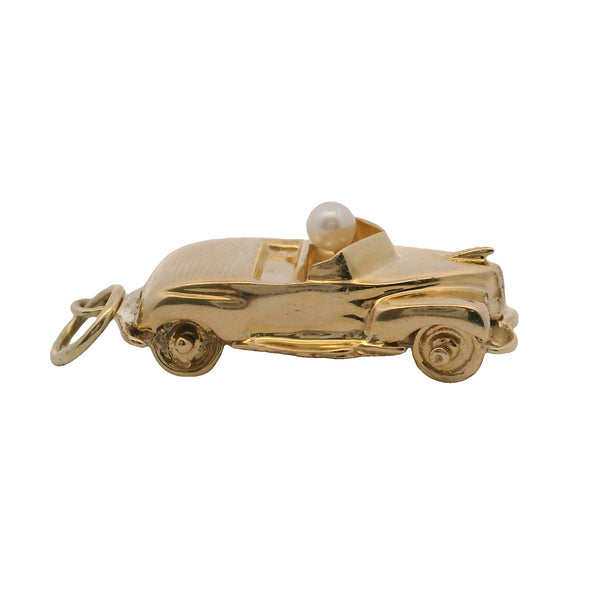 Vintage Automobile Car Cruising 14k 585 Yellow Gold Charm Pendant