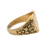 Antique Victorian Solid 14kt Yellow Gold Heart Shaped Signet "R" Ring Size 6.5