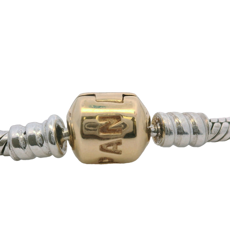 Pandora Moments 925 Sterling Silver Snake Chain with 14kt Yellow Gold Plated Clasp 8"