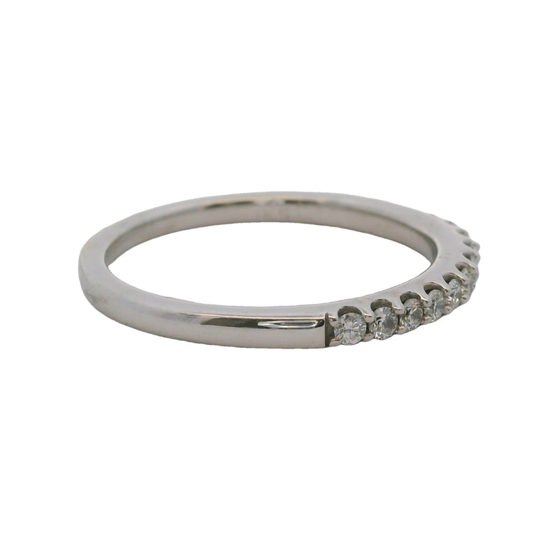 Solid 14kt White Gold and Diamond 2.2mm Stackable Wedding Band Ring Size 7
