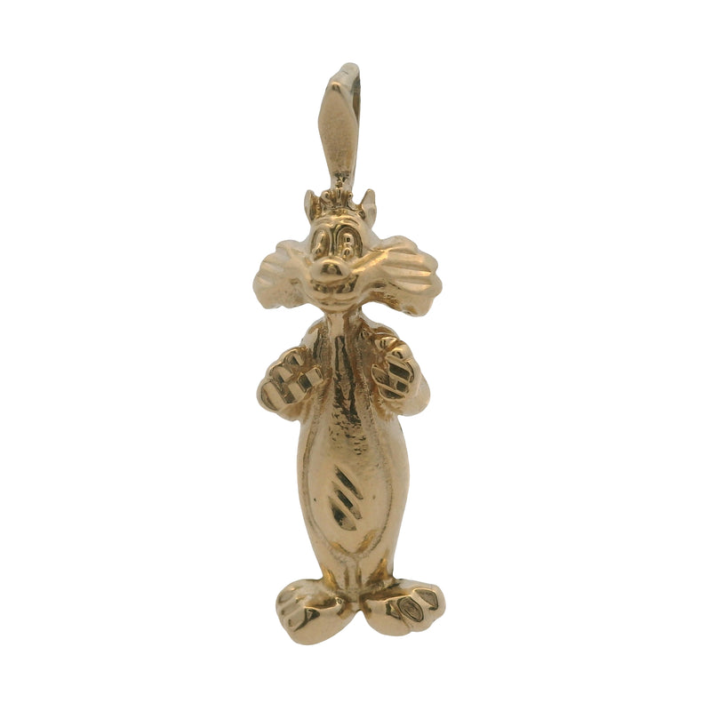 Vintage 1990 Warner Brothers 14kt Yellow Gold Sylvester the Cat Charm Pendant