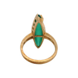 Vintage 14kt Yellow Gold Marquise Cabochon Chrysoprase Navette Ring Sz 5.75