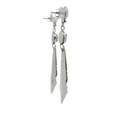 925 Sterling Silver and Turquoise Native American Feather Drop/Dangle 2.8" Earrings
