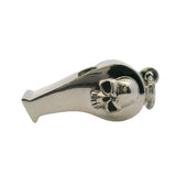 c2004 925 Sterling Silver Large 1.7" Long Whistle With Skulls Gothic Font Necklace Pendant