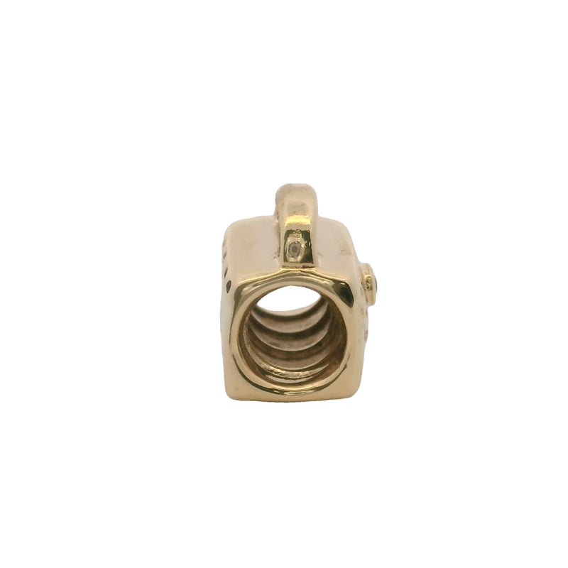 Charm deslizante para bolso de mano Pandora de oro macizo de 14 kt con un diamante.