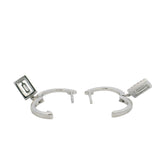 Solid 18kt White Gold and Diamond Drop/Dangle Halo Huggie Earrings