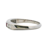 Vintage 18kt White Gold Round Diamond Princess Cut Lab Ruby Stackable Ring Sz 6