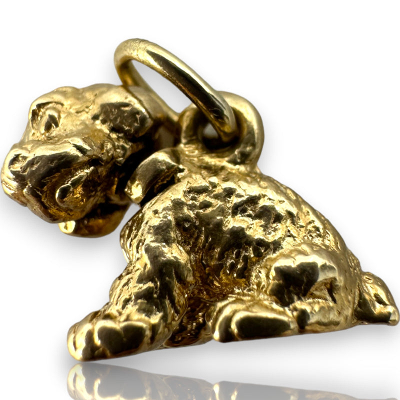 Vintage Bobblehead Puppy Dog Detailed Spaniel Charm Pendant Solid 14kt Yellow Gold