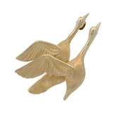 Vintage Solid 14kt Yellow Gold Flying Geese Pair 1.2" Long Brooch Pin