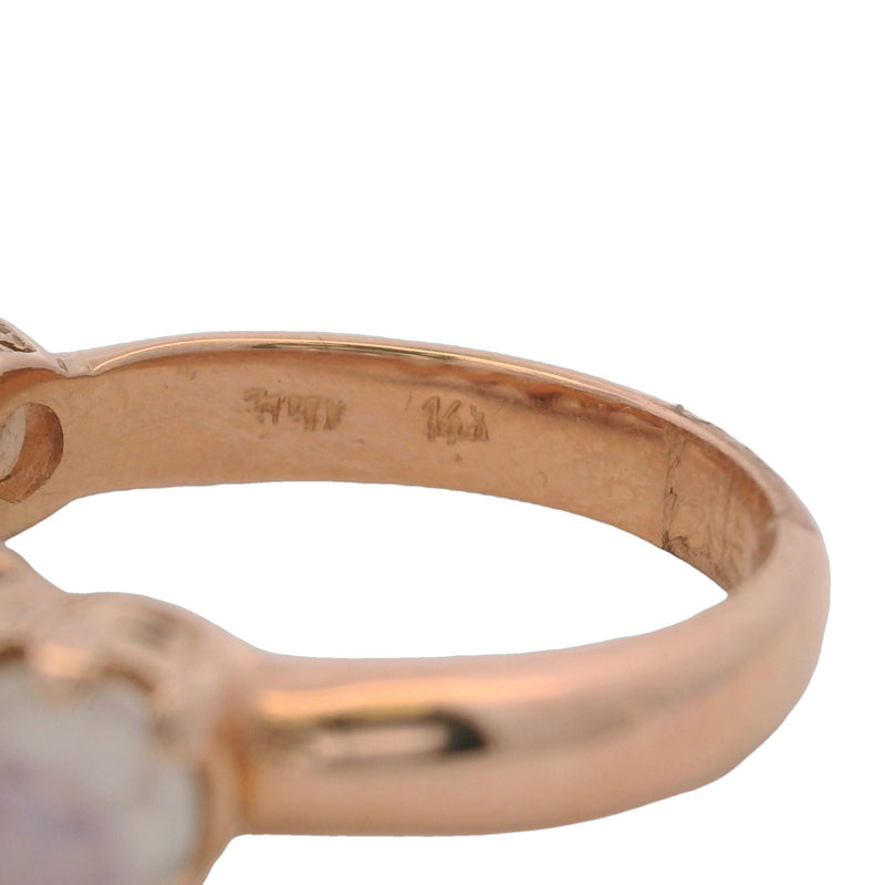 Nava Zahavi Solid 14kt Rose Gold Labradorite 5-Stone 8mm Wide Graduated Cocktail Ring Size 7