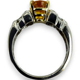 SBT Imports 14kt White & Yellow Gold Ring Oval Orange Sapphire Diamond Size 8
