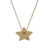 Vintage Dyadema Italian Solid 9kt Yellow Gold Star Pendant Necklace with Diamond
