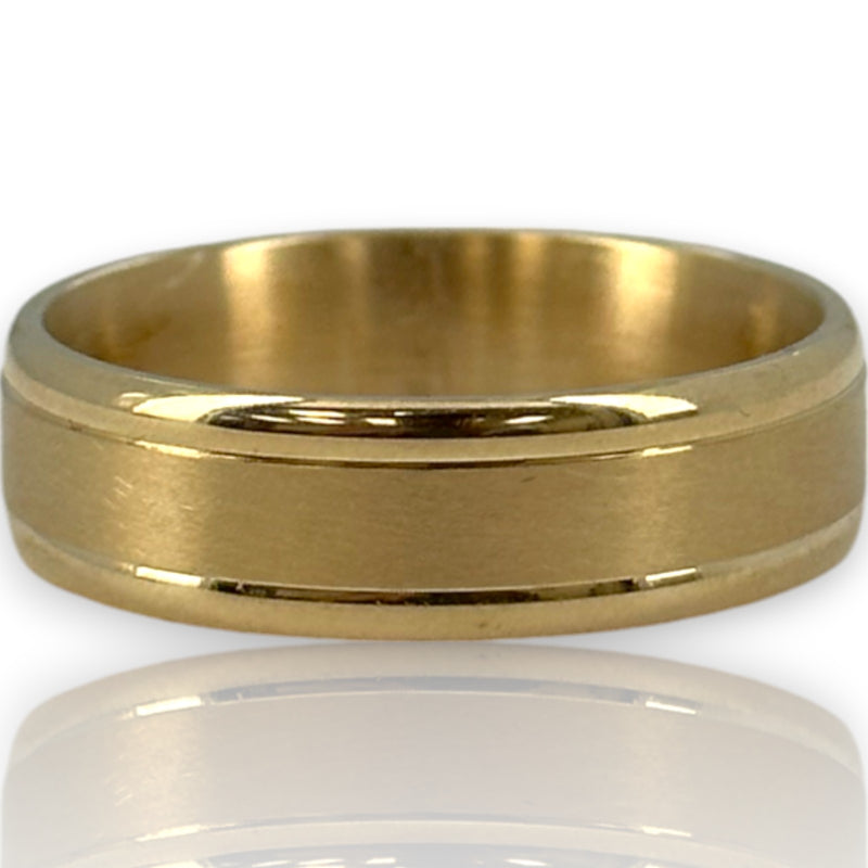 Anillo de bodas Blue Nile retirado de oro amarillo macizo de 14 kt con acabado satinado cepillado y lados pulidos, talla 8.5