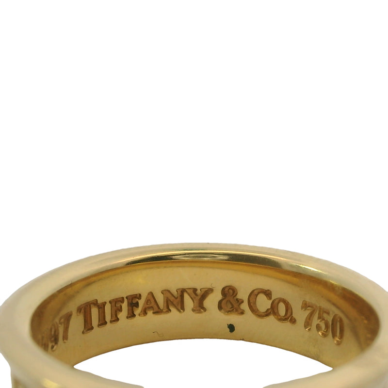 Vintage 1997 Tiffany & Co 18kt Yellow Gold Curved 1837 Collection 6mm Ring Size 7