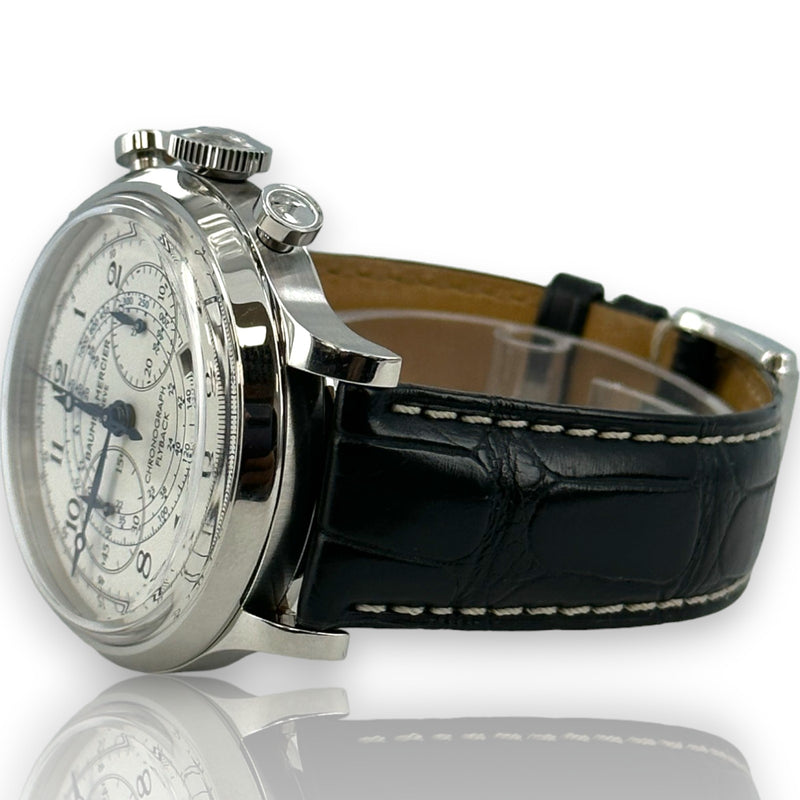 Baume & Mercier Capeland Flyback 65689 44mm Steel Chrono Leather Watch