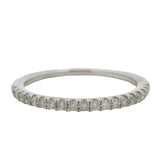 Solid 14kt White Gold and Diamond Half-Eternity Thin Dainty Band Ring Size 6.75