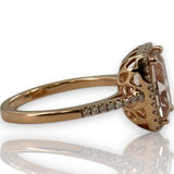 QCD Quality Color Design 14kt Solid Rose Gold Ring with Morganite and Accent Diamond Wedding Engagement Halo Size 7