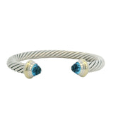 David Yurman 925 Sterling 14k Yellow Gold Topaz 7mm Classic Cable Bracelet 6.5"