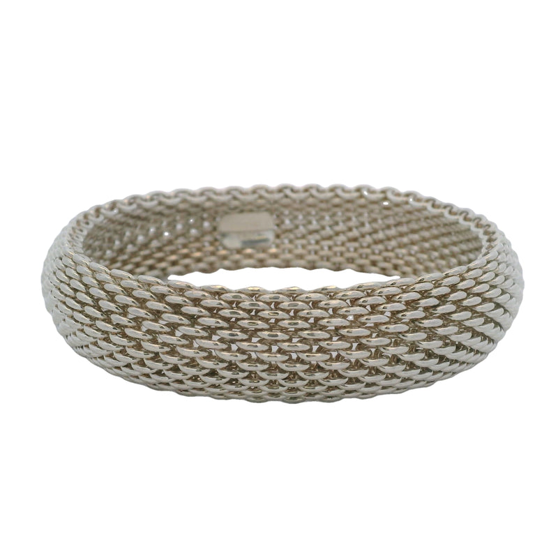 Tiffany & Co 925 Sterling Silver Somerset Mesh Bangle 8.5" 15.5mm Wide Bracelet