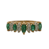 Cardow Jewelry Alternating Marquis Emerald and Diamond 14kt Yellow Gold Ring Size 5.5