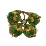 Antique Mid-Victorian 14kt Yellow Gold Lucky 4-Leaf Clover Old Mine Diamond Ring Size 9.5