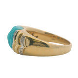 Le Vian 14kt Yellow Gold Carved Turquoise Diamond Ridged Cocktail Ring Size 7