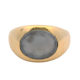 Gratas Solid 18kt Yellow Gold Dome Ring with Intaglio Glass Ostrich Signet Size 8
