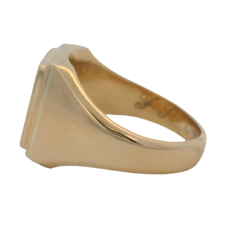 Vintage 1954 Solid 10kt Yellow Gold Ship Sailing "By Faith And Courage" Signet Ring Size 6