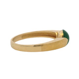 Vintage Solid 18kt Yellow Gold Cabochon Vivid Green Apple Jade Solitaire Ring Size 8