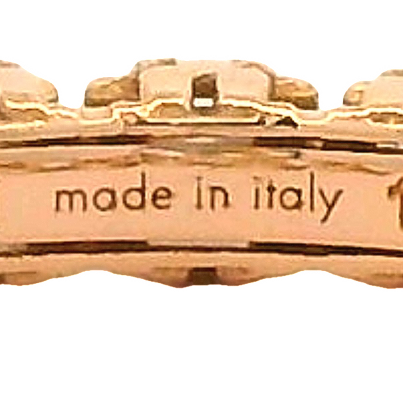 Colección GUCCI Diamantissima: Anillo calado de oro rosa de 18 kt con un solo diamante. Fabricado en Italia.