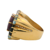 H. STERN & DVF Solid 18kt Yellow Gold Ruby, Tourmaline, Aquamarine, Quartz & Diamond Cocktail Ring Sz 11