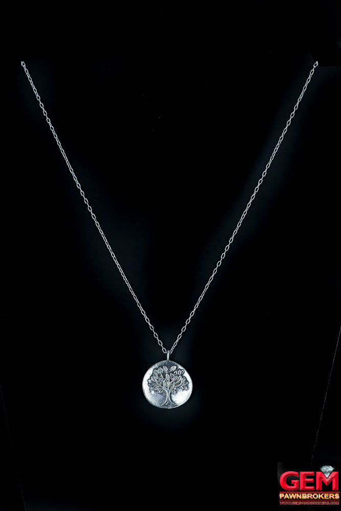 Designer Leo Tree of Life Charm Chain Link 925 Sterling Silver 18" Necklace & Pendant