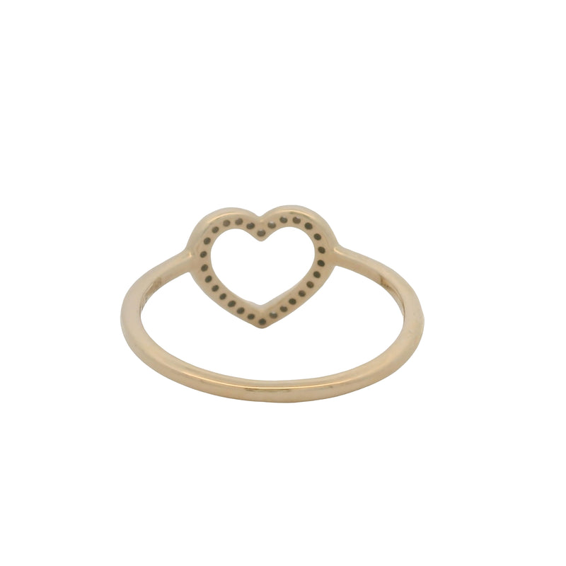 Pandora Solid 14kt Yellow Gold and Cubic Zirconia Open Captured Heart Ring Size 8.5