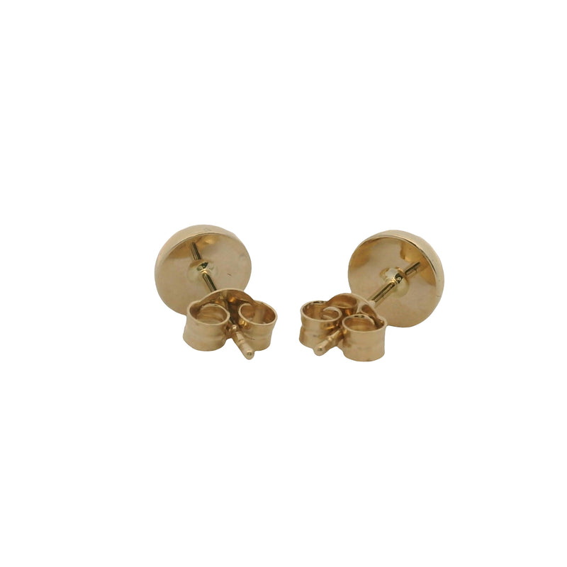 Solid 14kt Yellow Gold 7mm Button Stud Earrings