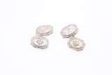 Antique 1920s Art Deco Diamond Estate Floral Octagon Cufflinks 14K 585 Yellow & White Gold Cuff Links